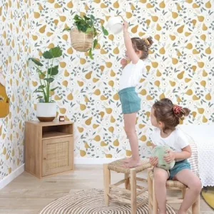 marque moins cher Papier Peint Poires Louise LILIPINSO Moutarde – Lilipinso 6